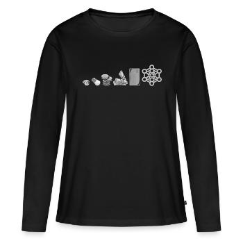 DeFi Decentralized Finance Evolution Of Money BTC - Frauen Premium Bio Langarmshirt - Schwarz - Vorne - Julia (174cm)
