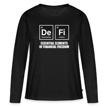 DeFi Decentralized Finance Periodensystem Crypto - Frauen Premium Bio Langarmshirt - Schwarz - Vorne - Julia (174cm)