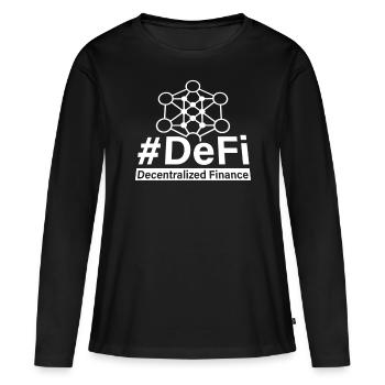DeFi Decentralized Finance Blockchain BTC Crypto - Frauen Premium Bio Langarmshirt - Schwarz - Vorne - Julia (174cm)