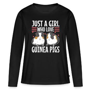Just A Girl Who Love Guinea Pigs - Frauen Premium Bio Langarmshirt - Schwarz - Vorne - Julia (174cm)