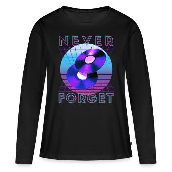 Never Forget Retro 80s 90s Nostalgia - Women's Premium Organic Long Sleeve Shirt - black - Front - Julia (174cm)