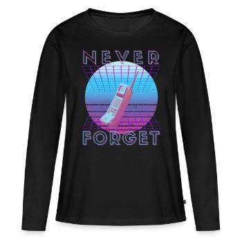 Never Forget Retro 80s 90s Nostalgia - Women's Premium Organic Long Sleeve Shirt - black - Front - Julia (174cm)