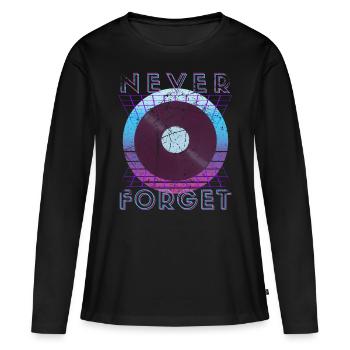 Never Forget Retro 80s 90s Nostalgia - Women's Premium Organic Long Sleeve Shirt - black - Front - Julia (174cm)