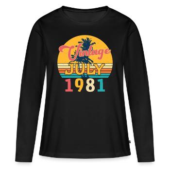Born in July 1981 - Women's Premium Organic Long Sleeve Shirt - black - Front - Julia (174cm)