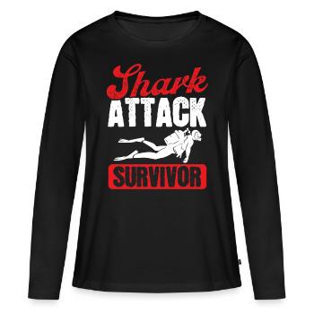 Scuba Diving Shark Attack Survivor Scuba Diver - Frauen Premium Bio Langarmshirt - Schwarz - Vorne - Julia (174cm)