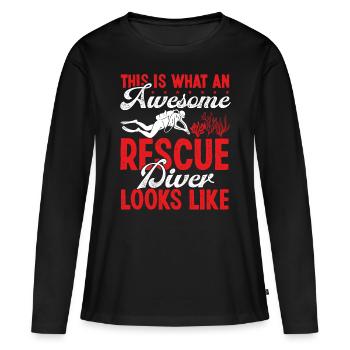 Rescue Diver First Aid Scuba Diving Rescue Diver - Frauen Premium Bio Langarmshirt - Schwarz - Vorne - Julia (174cm)