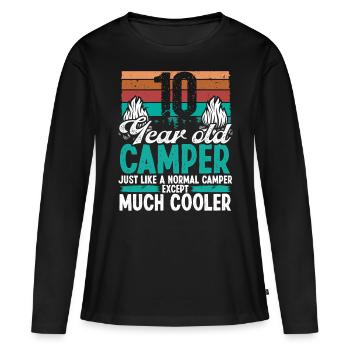 10 Year Old Camper Scouting Camping 10 Birthday - Women's Premium Organic Long Sleeve Shirt - black - Front - Julia (174cm)