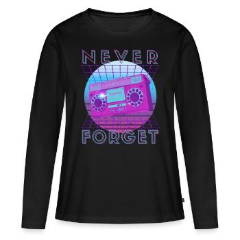 Never Forget Retro 80s 90s Nostalgia - Women's Premium Organic Long Sleeve Shirt - black - Front - Julia (174cm)