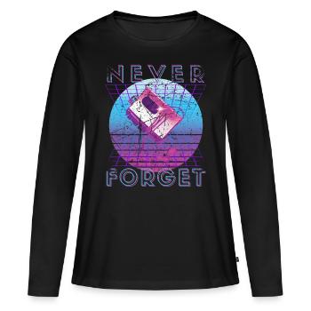 Never Forget Retro 80s 90s Nostalgia - Women's Premium Organic Long Sleeve Shirt - black - Front - Julia (174cm)