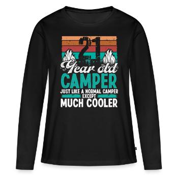 21 Year Old Camper Scouting Camping 21 Birthday - Women's Premium Organic Long Sleeve Shirt - black - Front - Julia (174cm)