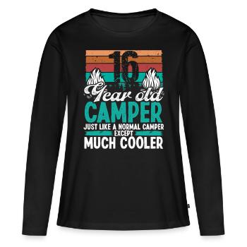 16 Year Old Camper Scouting Camping 16 Birthday - Women's Premium Organic Long Sleeve Shirt - black - Front - Julia (174cm)