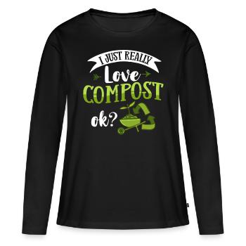 Kompostierung Kompost Wurm Abfall - Frauen Premium Bio Langarmshirt - Schwarz - Vorne - Julia (174cm)