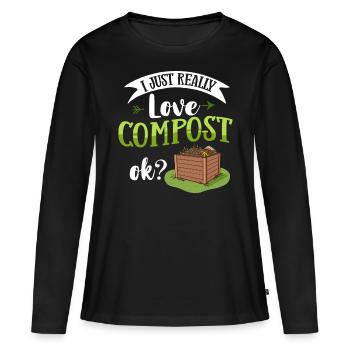 Kompostierung Kompost Wurm Abfall - Frauen Premium Bio Langarmshirt - Schwarz - Vorne - Julia (174cm)