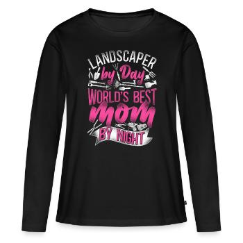 Landscaper Landscaping Landscape - Women's Premium Organic Long Sleeve Shirt - black - Front - Julia (174cm)
