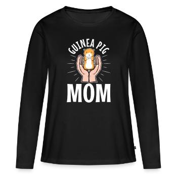 GUINEA PIG MOM - Frauen Premium Bio Langarmshirt - Schwarz - Vorne - Julia (174cm)
