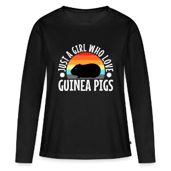 Juste une fille qui aime les cochons d’Inde - T-shirt manches longues Premium bio Femme - noir - Devant - Julia (174cm)