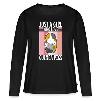 Just A Girl Who Love Guinea Pigs - Frauen Premium Bio Langarmshirt - Schwarz - Vorne - Julia (174cm)