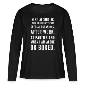 Je ne suis pas alcoolique - T-shirt manches longues Premium bio Femme - noir - Devant - Julia (174cm)