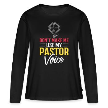 Pasteur Église Ministre Christ Spirituel Jésus - T-shirt manches longues Premium bio Femme - noir - Devant - Julia (174cm)