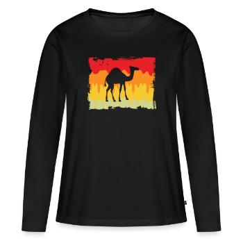 Dromadaire rétro - T-shirt manches longues Premium bio Femme - noir - Devant - Julia (174cm)