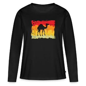 Dromadaire rétro - T-shirt manches longues Premium bio Femme - noir - Devant - Julia (174cm)