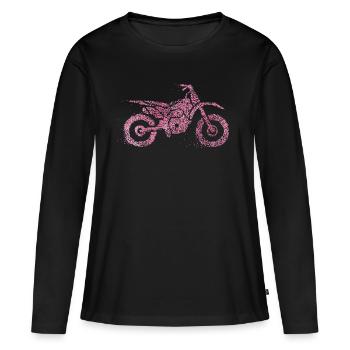 Moto MotoCycliste Motard - T-shirt manches longues Premium bio Femme - noir - Devant - Julia (174cm)