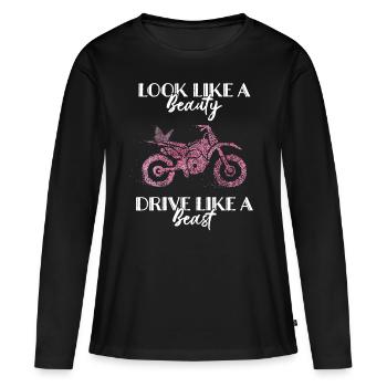 Motard Motocycliste Papillon - T-shirt manches longues Premium bio Femme - noir - Devant - Julia (174cm)