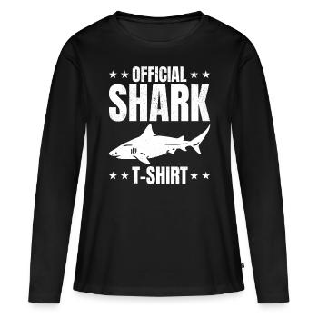 Shark Offizielles Shark T-Shirt Great White - Frauen Premium Bio Langarmshirt - Schwarz - Vorne - Julia (174cm)