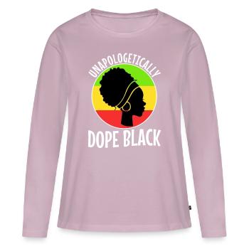 Noir sans excuse - T-shirt manches longues Premium bio Femme - rose poudré - Devant - Julia (174cm)
