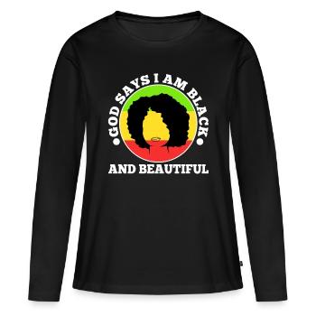 Dieu dit que je suis noir et beau - T-shirt manches longues Premium bio Femme - noir - Devant - Julia (174cm)