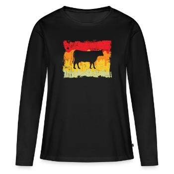 Cow Beef Retro - Women's Premium Organic Long Sleeve Shirt - black - Front - Julia (174cm)
