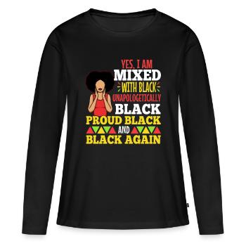 Yes i am mixed with black - Frauen Premium Bio Langarmshirt - Schwarz - Vorne - Julia (174cm)