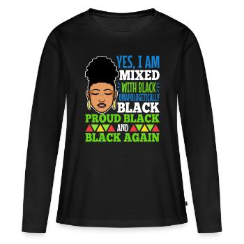 Oui je suis mélangé avec du noir - T-shirt manches longues Premium bio Femme - noir - Devant - Julia (174cm)