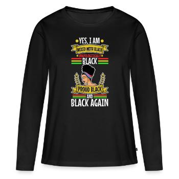 Oui je suis mélangé avec du noir - T-shirt manches longues Premium bio Femme - noir - Devant - Julia (174cm)