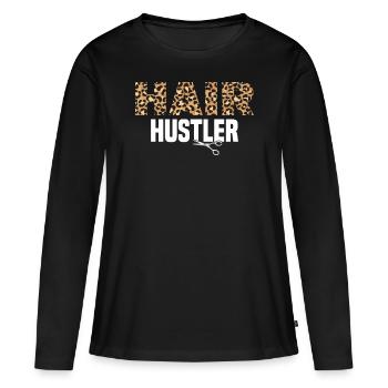 Hair Hustler For Hairdresser - Women's Premium Organic Long Sleeve Shirt - black - Front - Julia (174cm)