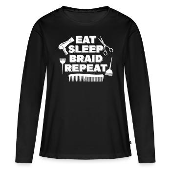 Manger Sleep Tresse Coiffeur Coiffeur - T-shirt manches longues Premium bio Femme - noir - Devant - Julia (174cm)
