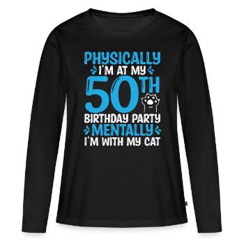 50 Year Old Cat Dad with my Cat Mom 50th Birthday - Women's Premium Organic Long Sleeve Shirt - black - Front - Julia (174cm)