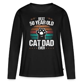 Best 50 Year Old Cat Dad Cat Father 50th Birthday - Women's Premium Organic Long Sleeve Shirt - black - Front - Julia (174cm)