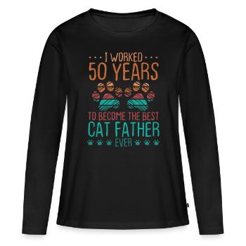 50 Year Old Dad 50 Years Cat Father 50th Birthday - Women's Premium Organic Long Sleeve Shirt - black - Front - Julia (174cm)