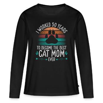 50 Year Old Mom 50 Years Cat Mother 50th Birthday - Women's Premium Organic Long Sleeve Shirt - black - Front - Julia (174cm)