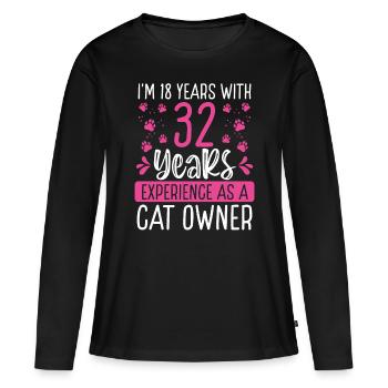 50 Year Old Cat Dad Kitten Cat Mom 50th Birthday - Women's Premium Organic Long Sleeve Shirt - black - Front - Julia (174cm)