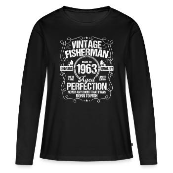 1963 Birthday for Men Fishing Rod 1963 Year - Frauen Premium Bio Langarmshirt - Schwarz - Vorne - Julia (174cm)