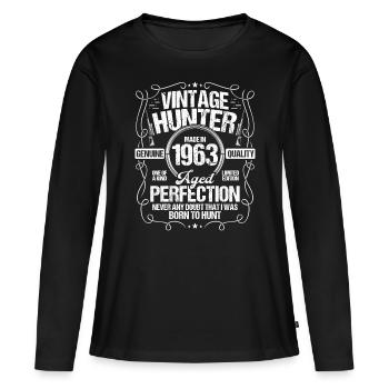 1963 Birthday for Men Hunting Dog 1963 Year Hunter - Frauen Premium Bio Langarmshirt - Schwarz - Vorne - Julia (174cm)