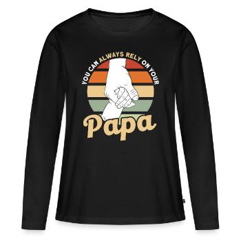 Zuverlässig Vater Vati Papa - Frauen Premium Bio Langarmshirt - Schwarz - Vorne - Julia (174cm)