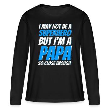 Superheld Vater Vati Papa - Frauen Premium Bio Langarmshirt - Schwarz - Vorne - Julia (174cm)