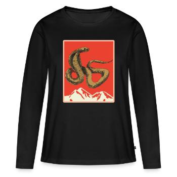 Serpent Cadeau Animal Reptile Cobra Python Boa - T-shirt manches longues Premium bio Femme - noir - Devant - Julia (174cm)