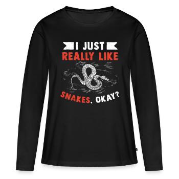 Serpent Cadeau Animal Reptile Cobra Python Boa - T-shirt manches longues Premium bio Femme - noir - Devant - Julia (174cm)
