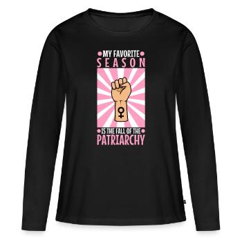 My favorite season is the fall of the patriarchy - Women's Premium Organic Long Sleeve Shirt - black - Front - Julia (174cm)