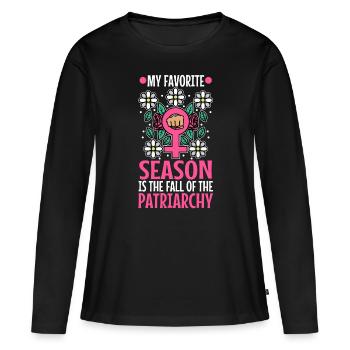 My favorite season is the fall of the patriarchy - Women's Premium Organic Long Sleeve Shirt - black - Front - Julia (174cm)