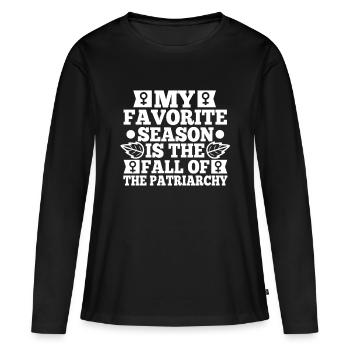 My favorite season is the fall of the patriarchy - Women's Premium Organic Long Sleeve Shirt - black - Front - Julia (174cm)